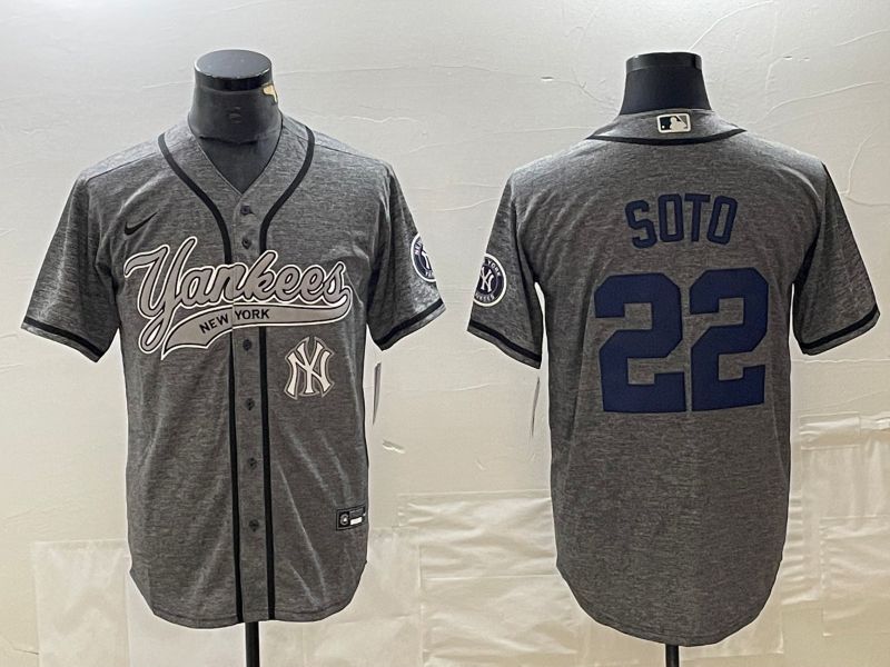 Men New York Yankees #22 Soto Grey Nike Game MLB Jersey style 3